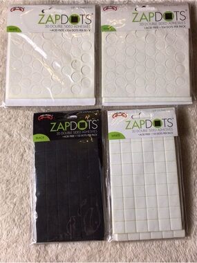 ZapDots Double-Sided Adhesive Dots and Squares - White & Black